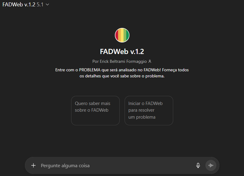 IA para análise de dados: tela do FADWeb