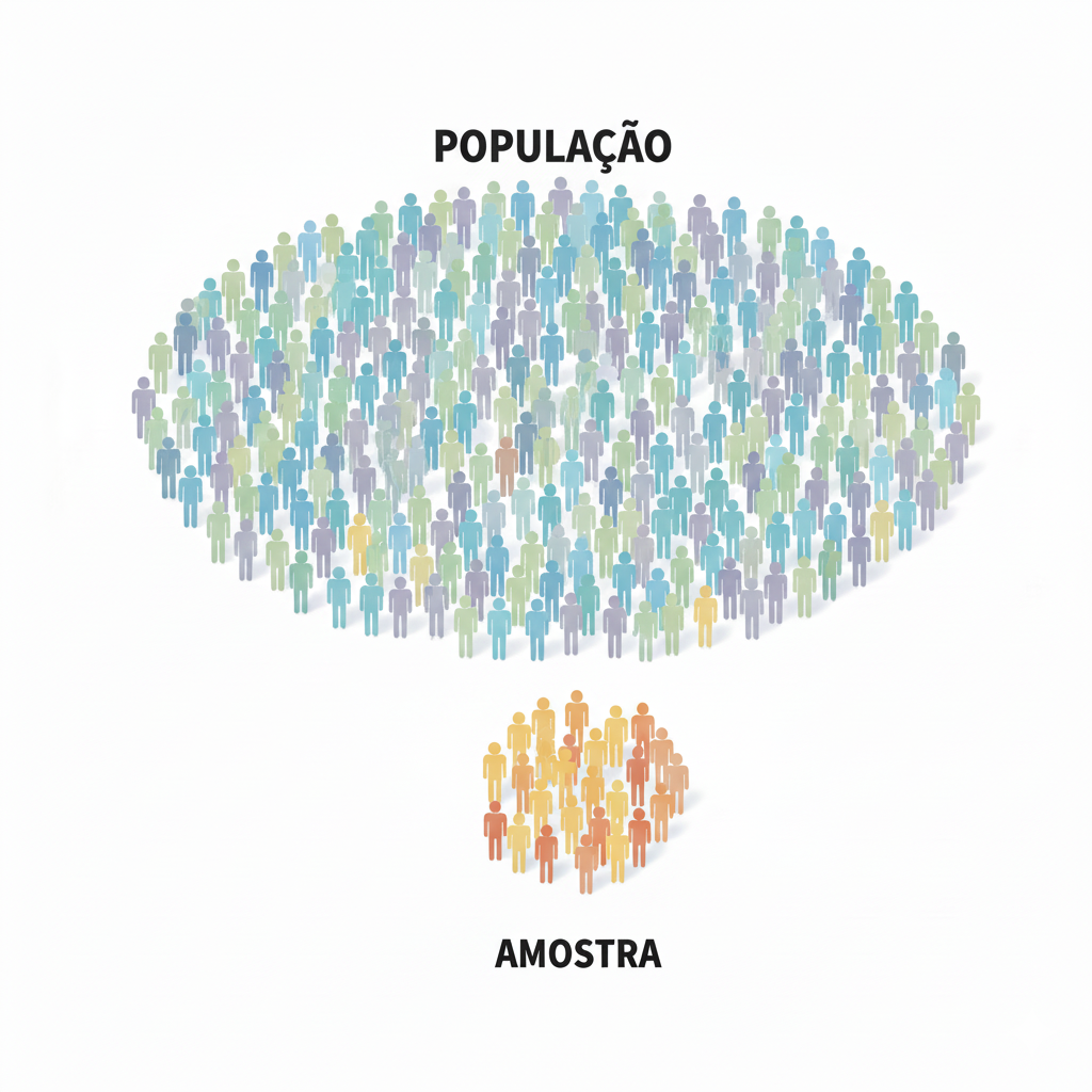 diferença entre população e amostra, onde a amostra é separada da população
